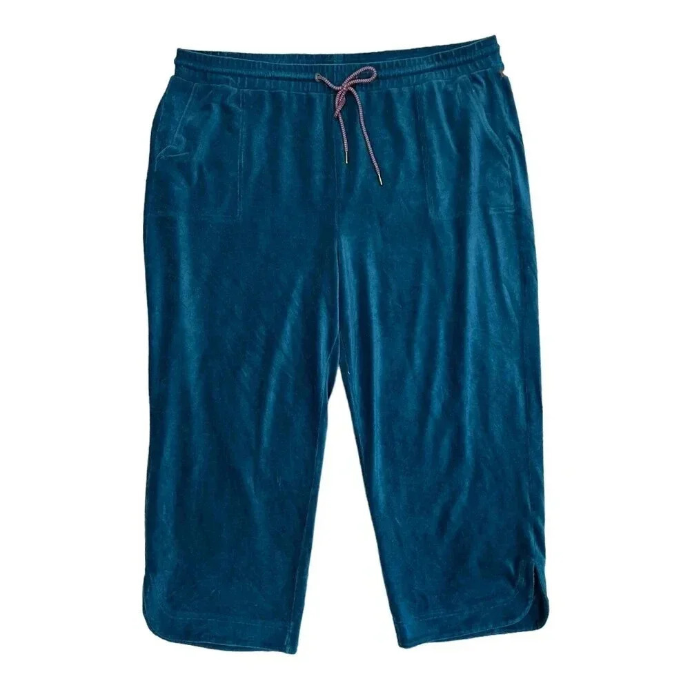 Matilda Jane Teal Get Inspired Ribbed Velour Crop Pants XXL